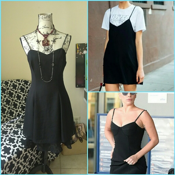 VTG 90s LBD Spaghetti Strap Flouncy Y2K 00s grunge - Picture 8 of 8